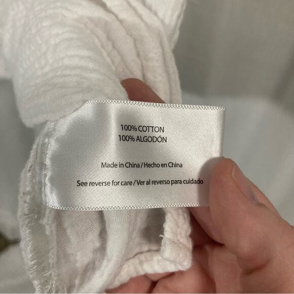 three dots crispy white beachy boho muslin gauzy 100% cotton tunic top size XXL - Picture 5 of 6